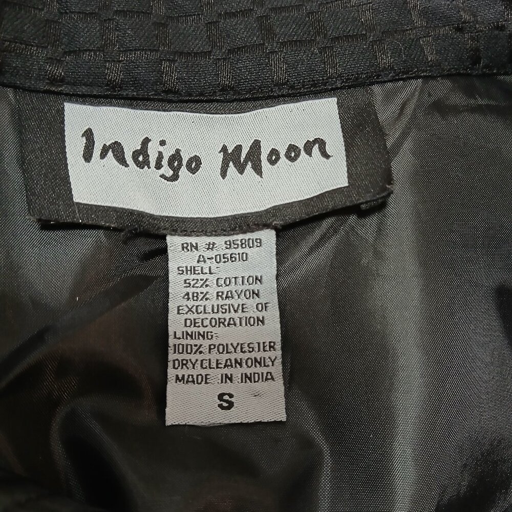 Vintage Indigo Moon Embroidered Floral Nehru Jacket with Glass Beads Size Small - Picture 11 of 12
